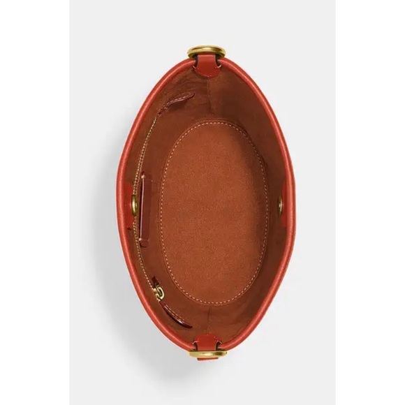 COACH Dakota Bucket Bag 16 Glovetanned Leather In Sun Orange Crossbody - Picture 4 of 6